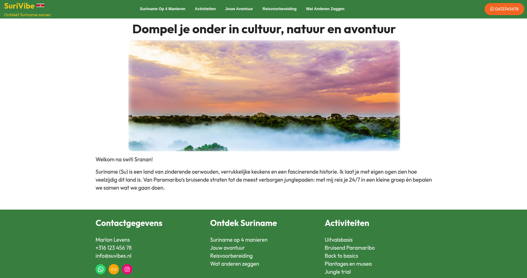 Strategic advice and implementation of a WordPress template for surivibe.nl